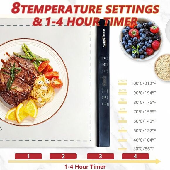 Portable Electric Silicone Food Warming Mat with Child safety Lock, Color Blue - Picture 2 of 16